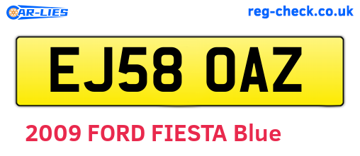 EJ58OAZ are the vehicle registration plates.