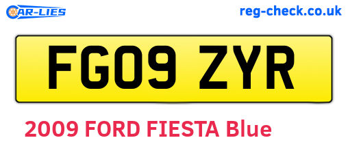 FG09ZYR are the vehicle registration plates.