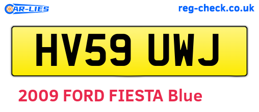 HV59UWJ are the vehicle registration plates.