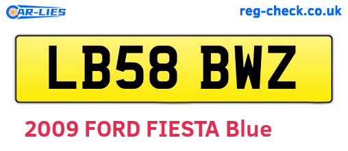 LB58BWZ are the vehicle registration plates.