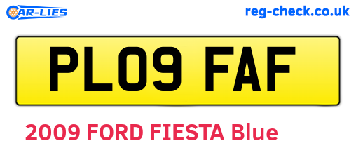 PL09FAF are the vehicle registration plates.