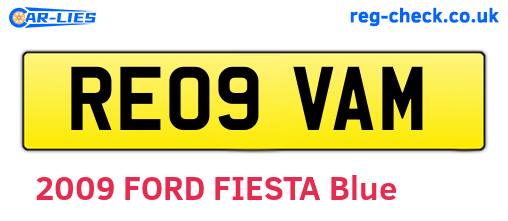 RE09VAM are the vehicle registration plates.