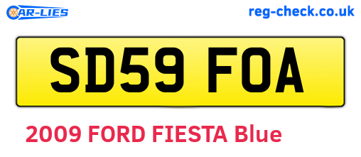 SD59FOA are the vehicle registration plates.