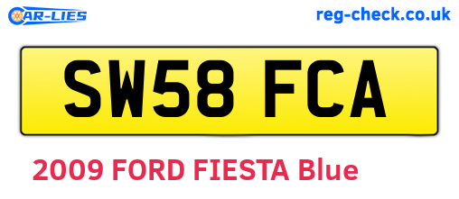 SW58FCA are the vehicle registration plates.