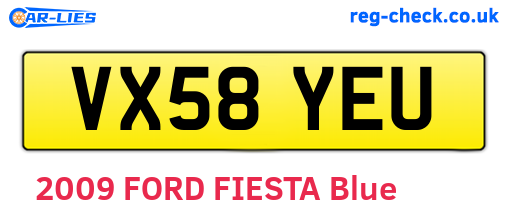 VX58YEU are the vehicle registration plates.