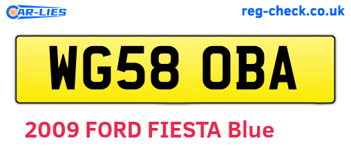 WG58OBA are the vehicle registration plates.