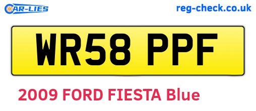 WR58PPF are the vehicle registration plates.