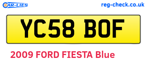 YC58BOF are the vehicle registration plates.