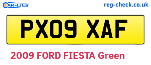 PX09XAF are the vehicle registration plates.