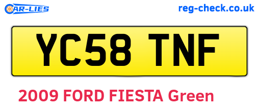 YC58TNF are the vehicle registration plates.