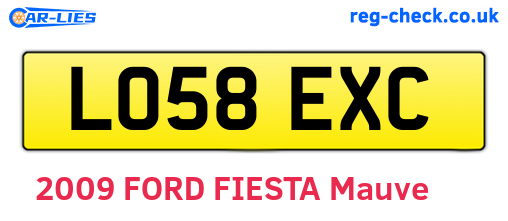 LO58EXC are the vehicle registration plates.