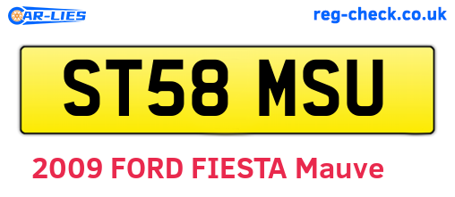ST58MSU are the vehicle registration plates.