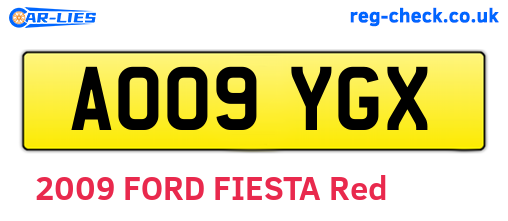 AO09YGX are the vehicle registration plates.