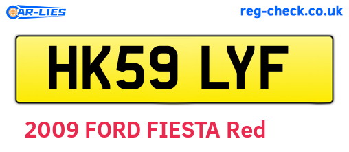 HK59LYF are the vehicle registration plates.