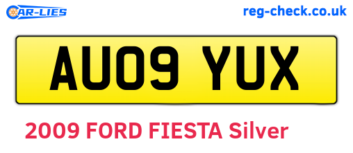 AU09YUX are the vehicle registration plates.