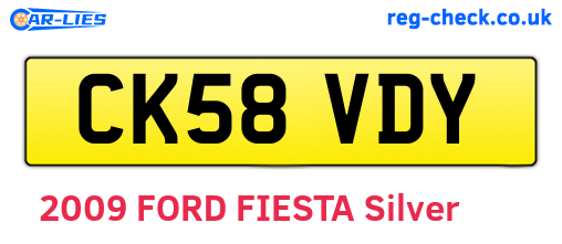 CK58VDY are the vehicle registration plates.