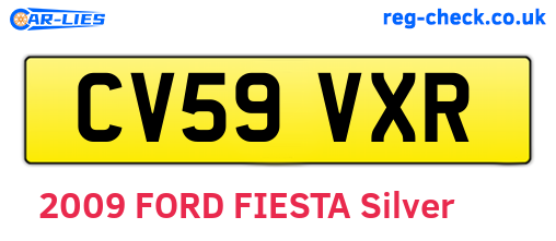CV59VXR are the vehicle registration plates.