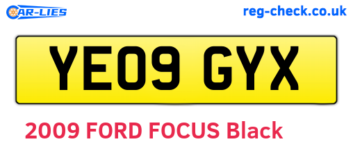 YE09GYX are the vehicle registration plates.