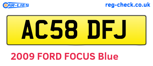 AC58DFJ are the vehicle registration plates.