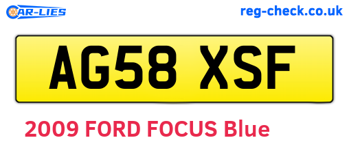AG58XSF are the vehicle registration plates.
