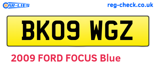 BK09WGZ are the vehicle registration plates.