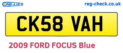 CK58VAH are the vehicle registration plates.