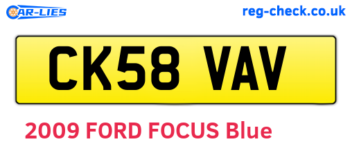 CK58VAV are the vehicle registration plates.