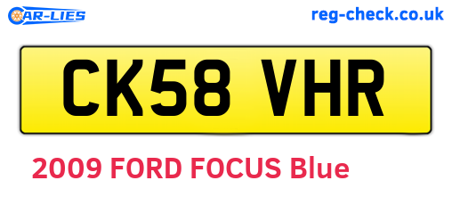 CK58VHR are the vehicle registration plates.