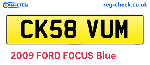 CK58VUM are the vehicle registration plates.