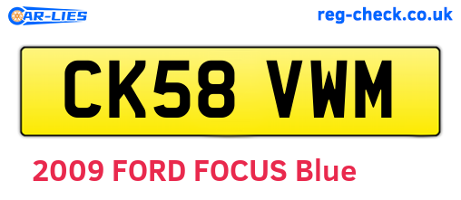 CK58VWM are the vehicle registration plates.