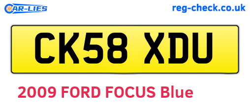 CK58XDU are the vehicle registration plates.