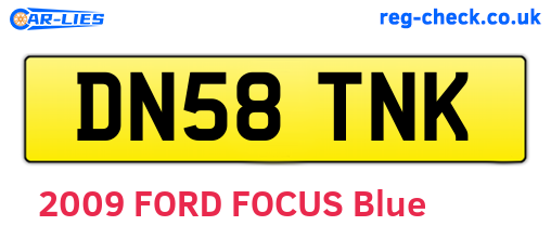 DN58TNK are the vehicle registration plates.