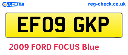 EF09GKP are the vehicle registration plates.