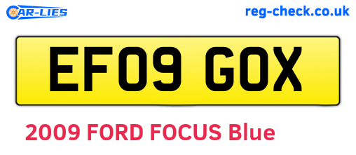 EF09GOX are the vehicle registration plates.