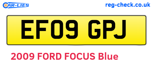EF09GPJ are the vehicle registration plates.