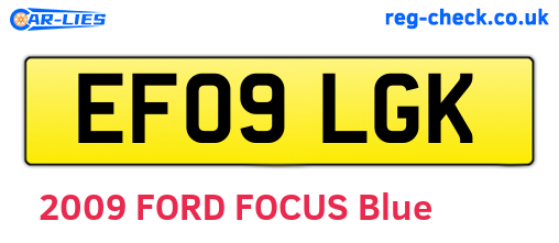 EF09LGK are the vehicle registration plates.