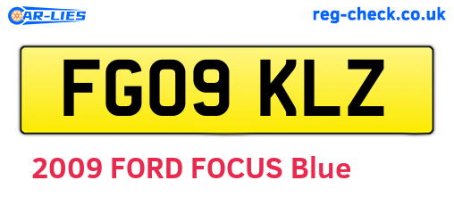 FG09KLZ are the vehicle registration plates.