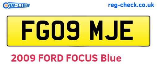 FG09MJE are the vehicle registration plates.