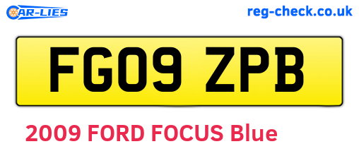 FG09ZPB are the vehicle registration plates.