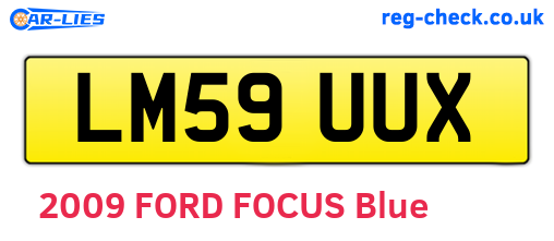 LM59UUX are the vehicle registration plates.