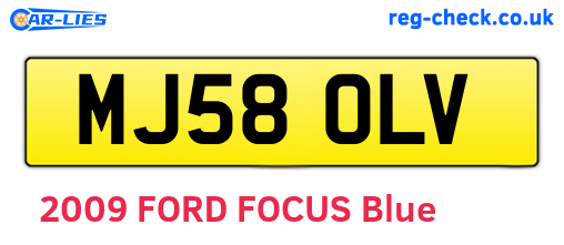 MJ58OLV are the vehicle registration plates.