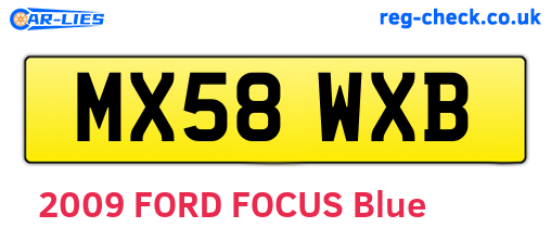 MX58WXB are the vehicle registration plates.