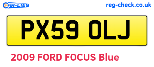PX59OLJ are the vehicle registration plates.