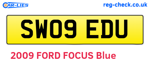 SW09EDU are the vehicle registration plates.
