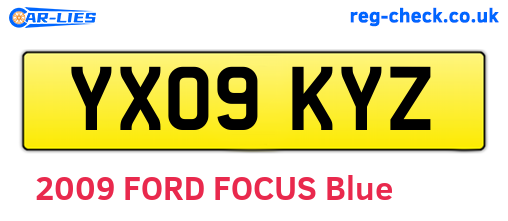 YX09KYZ are the vehicle registration plates.