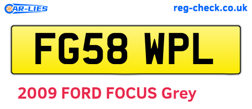 FG58WPL are the vehicle registration plates.