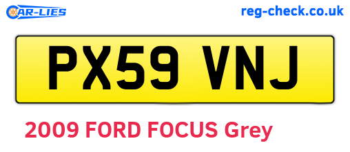 PX59VNJ are the vehicle registration plates.