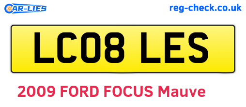 LC08LES are the vehicle registration plates.