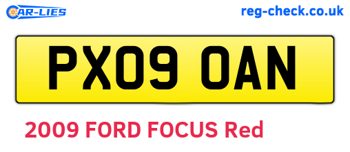 PX09OAN are the vehicle registration plates.