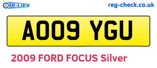 AO09YGU are the vehicle registration plates.